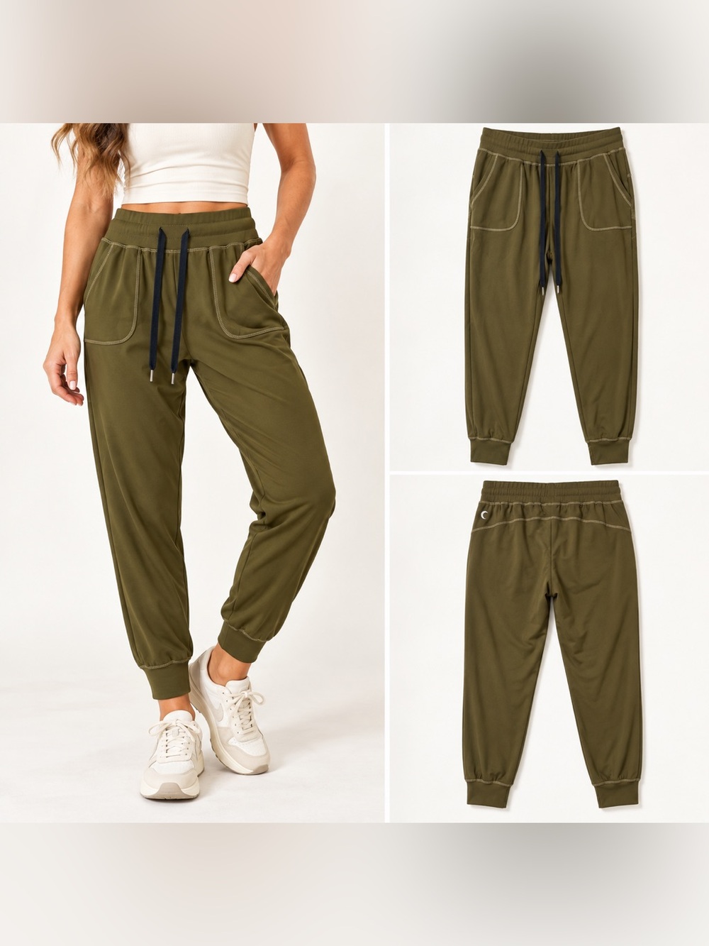 ZYIA Active Unwind Joggers Olive Green Size M Stretch Athleisure